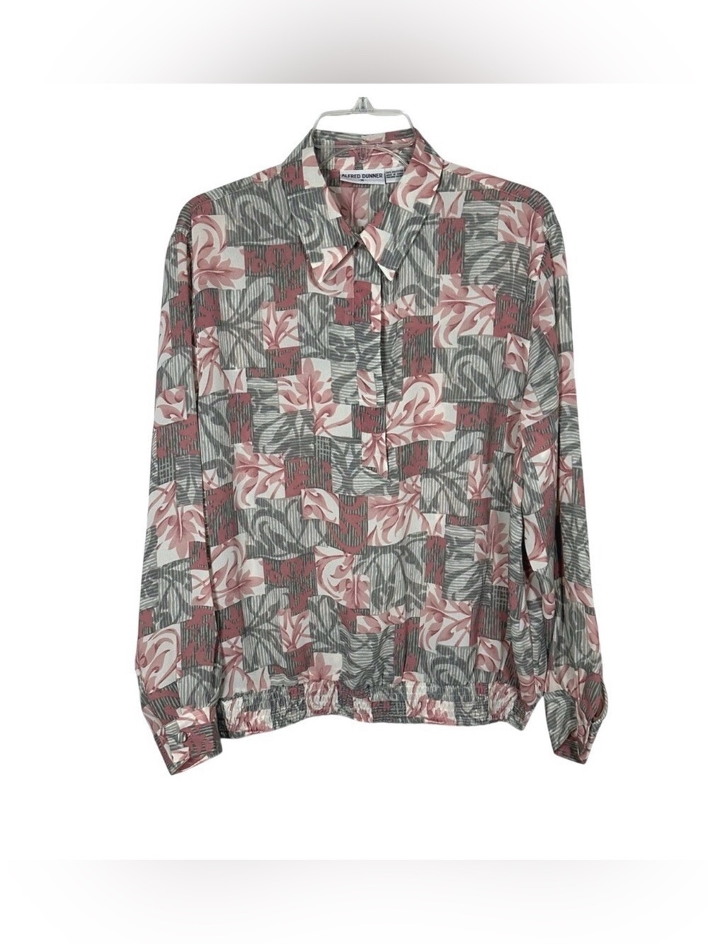 3/$20 💥 Y2K Cottagecore‎ Alfred Dunner Pink Gray Floral Patchwork Print Blouse